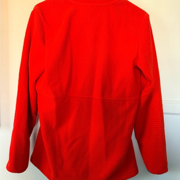 Lands’ End Women’s Fleece Jacket Small Orange & Blue Full-Zip Cozy Layer - Picture 8 of 10